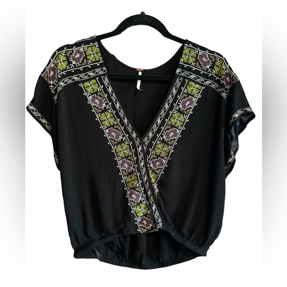 Free People Tops - Free People Black Woman's Luca Embroidered Boho Top, Size M